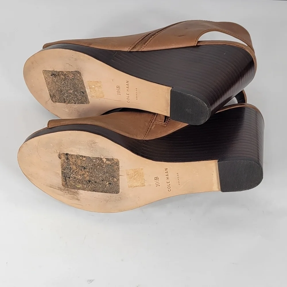 Cole Haan Brown Peep-Toe Wedges #761 Size 10.5